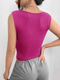 Billlnai Summer Women's T-Shirts Solid Color Short Sleeve Tees Y2K Korea Stylish Ruched Straps Sleeveless Female Tops & Tank C5166