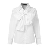 Graduation Party Dress Gift Billlnai 2023 Elegant Bow Tie White Shirts Women Long Sleeve Fashion Tops Casual Party Blouse Autumn Tunic Ladies Blusas Femininas