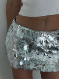 Billlnai Women Sequined Skirts Sparkle Bodycon Short Mini Skirts Shiny Glitter Pencil Skirts Nightwear Party Clubwear 2023 New