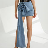 Billlnai Women Y2K Short Mini Skirts High Waist 3D Flower Patchwork Pencil Skirts Aesthetic Retro 90S Streetwear New