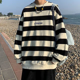 Billlnai - Autumn Striped Loose Sweatshirts Korean Style Fashion Couple Clothing Brand Casual Women Pullovers Male Hoodie