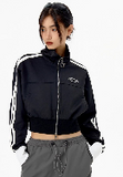 Billlnai  Y2K Women Bomber Jacket Zip Up Cropped Kpop Vintage Striped Sweatshirt with Zipper Korean Fashion Streetwear Clothes New