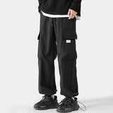 Streetwear Cargo Pants Men Multi-pocket Harajuku Fashion Jogger Loose Men Casual Pants Hip Hop Straight Harem Pants Black