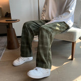 Billlnai Men Checkered Casual Pants Loose Straight Corduroy Pants Sweatpants Man Fashion Streetwear 2023 Spring New Hip Hop Trousers