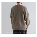 Billlnai Men Sweaters Autumn Solid Color Wool Sweaters Korean Fashion Slim Fit Knitted Pullovers Casual Retro Warm Street Wear Clothes