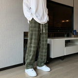 Billlnai Men Checkered Casual Pants Loose Straight Corduroy Pants Sweatpants Man Fashion Streetwear 2023 Spring New Hip Hop Trousers