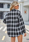 Billlnai Autumn Casual Shirts for Women Striped Color Patchwork with Pockets Flannel Material Winter Female Blouse Tops Outfits C5238