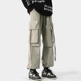 Black Cargo Pants Men’s Multi-pockets Wide Leg Pants For Men Hip Hop Ribbons Joggers Pant Trousers Men Harajuku Streetwear