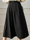 Billnai High Waist Big Swing Long Skirt Female 2023 Winter England Style Fashion All matched Mid Length Slim Women Skirts W1234