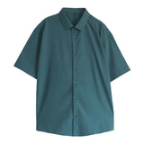 Billlnai Summer Short Sleeve Shirts for Men Thin Luxury Business Casual Loose All-match Dark Green Harajuku Half-sleeved Men Dress Shirt