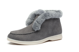 Ankle boots cow-suede-leather boots natural-fur Warm winter boots Slip-on snow boots for women