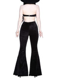 Halloween Big Sale Billlnai Gothic Cut Out Black Sexy Jumpsuits Women Streetwear Punk Backless Fashion Summer Velvet Jumpsuits Flare Pants Rompers