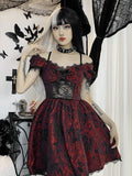 Halloween Big Sale Billlnai Gothic Cut Out Summer Dress Women Streetwear Spider Web Patchwork Lace Trim Mini Dress Off Shoulder Sexy Party Dresses