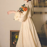 Billlnai 2023 Vintage Dress Women Casual Chiffon Thin Elegant Retro Midi Dress Party Evening Design Sweet One Piece Dress Korean  Winter