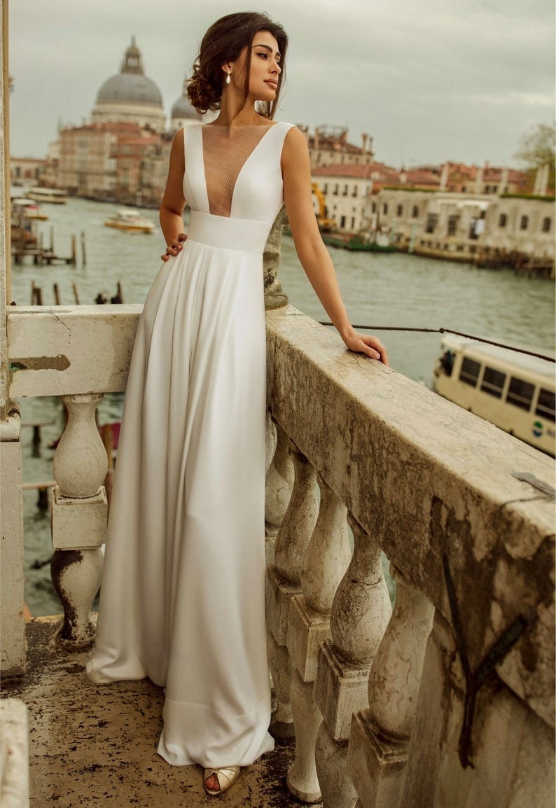 Thanksgiving Day Gifts 2023 New Arrival Luxury Bridal Dress Perspective O-Neck Off Shoulder Fashion One-Piece Pants White Pants Jumpsuit