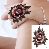 Billlnai Hand Tattoo Rose Henna Stickers Temporary Tattoo Sticker Roses Hand Tattoo Stickers Flower Waterproof Fake Tatoo Finger Sheet