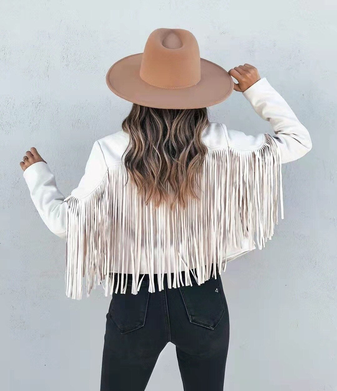 Billlnai Faux Suede Tassel Jacket Womens Vintage Lapel Long Sleeve Fringe Cropped Hippie Motor Biker Cardigan Outwears  2023 New