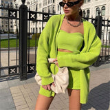 Christmas Gift Nadafair Green Winter Women's Cardigans V-Neck Button Up 2023 Oversized Knitted Sweater Coat Jumpers Ladies Long Cardigan