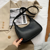 Billlnai  Graduation Party Solid Color PU Leather Half-moon Bags For Women 2023 Branded Luxury Fashion Shoulder Crossbody Handbags Trending Lux Hand Bag