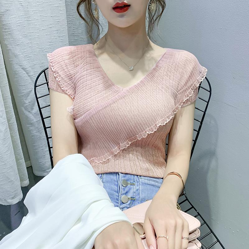 Billlnai 2023 Chiffon Blouse and Tops Women  Summer Short Sleeve Shirts Plus Size Korean New Arrival Crop Top Female Office Ladies Casual
