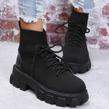 2023 Fashion New Socks Shoes Woman Stretch Fabric Mid-Calf Casual Platform Boots Knitted Short Boots Women Plus Size 43 Booties