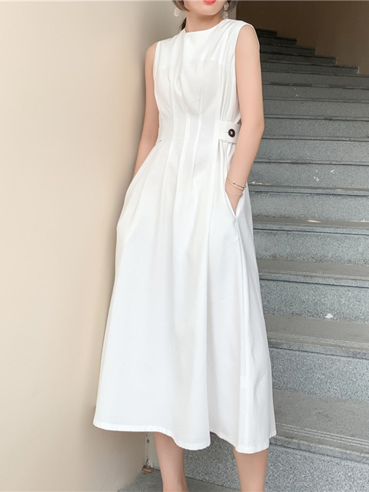 New Summer Women Slim Comfortable Fashion Tide Designer Runway Chic Casual White Dress