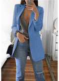 2023 New Solid Color Fashion Casual Suit Collar Long Sleeve Slim Temperament Coat Women Large Size Hot Sale Streetwear