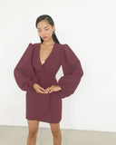 CHURSES Lace Up Bodycon Robe Dress Lantern Sleeve V-Neck Dresses For Women Party 2023 Fashion Elegant Mini Office Lady