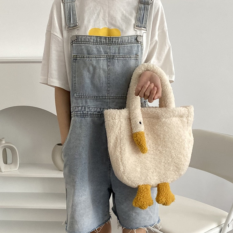Youda Winter Women Small Plush Tote Simple Warm Cloth Wrist Bags Cute Soft Handbag High Quality Eco Makeup Bag Purses For Girls