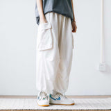Billlnai - Aidase Harajuku Vintage Wide leg Oversize Pants Men Casual Joggers Harem Pants White Cargo Pants Skateboard  Trousers Streetwear