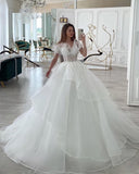 Billlnai 2023  Graduation Party Gift  New Luxury Puffy Wedding Dresses Strapless Ruffles Sequins Appliques Long Tulle Ball Gown Women Wedding Bridal Gowns Custom Made