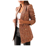 Billlnai Women 2023 Fashion Double Breasted Blazer Autumn Winter Casual Thin Suit Slim Fit Office Lady Elegant Chic Jacket Street Coat