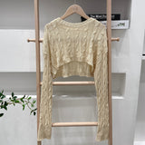 Billlnai  2023  Knitted Blouse Women Casual Long Sleeve Crop Tops Ladies  Autumn Korean Fashion Short Sweater Female Thin Pullover Chic