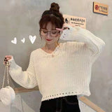Billlnai 2023 Hot Sale Spring and autumn new fashion sexy v-neck loose top women Harajuku oversized sweater women fall sweaters for women