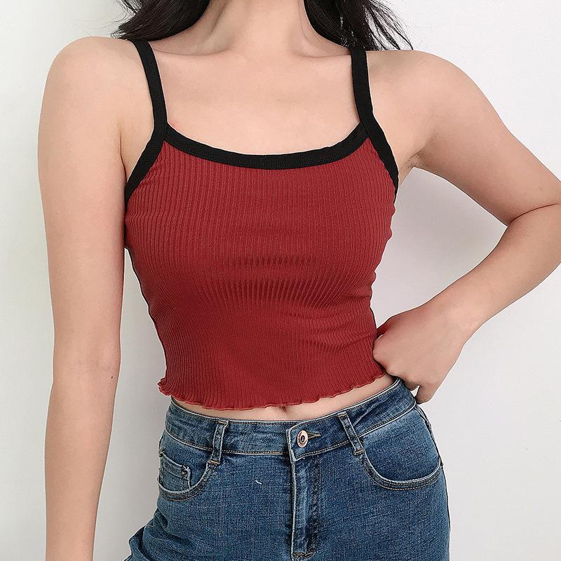 Billlnai Graduation Gifts  2023 Summer New Fashion Contrast Color Tank Top Women Casual Fitness Clothing Off Shoulder Strapless Crop Top Camisole