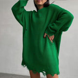 2023 Y2K Knitted Sweater Women O Neck Oversized Sweater Dress Autumn Winter Long Sleeve Pullover Party Sexy Loose Dresses