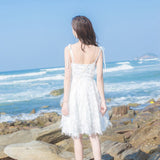 Billlnai 2023 Graduation party  2023 Summer New Women's Casual Harajuku Elegant Aesthetic Halter Holiday Beach  Small White Fairy  Seaside Suspender Dress