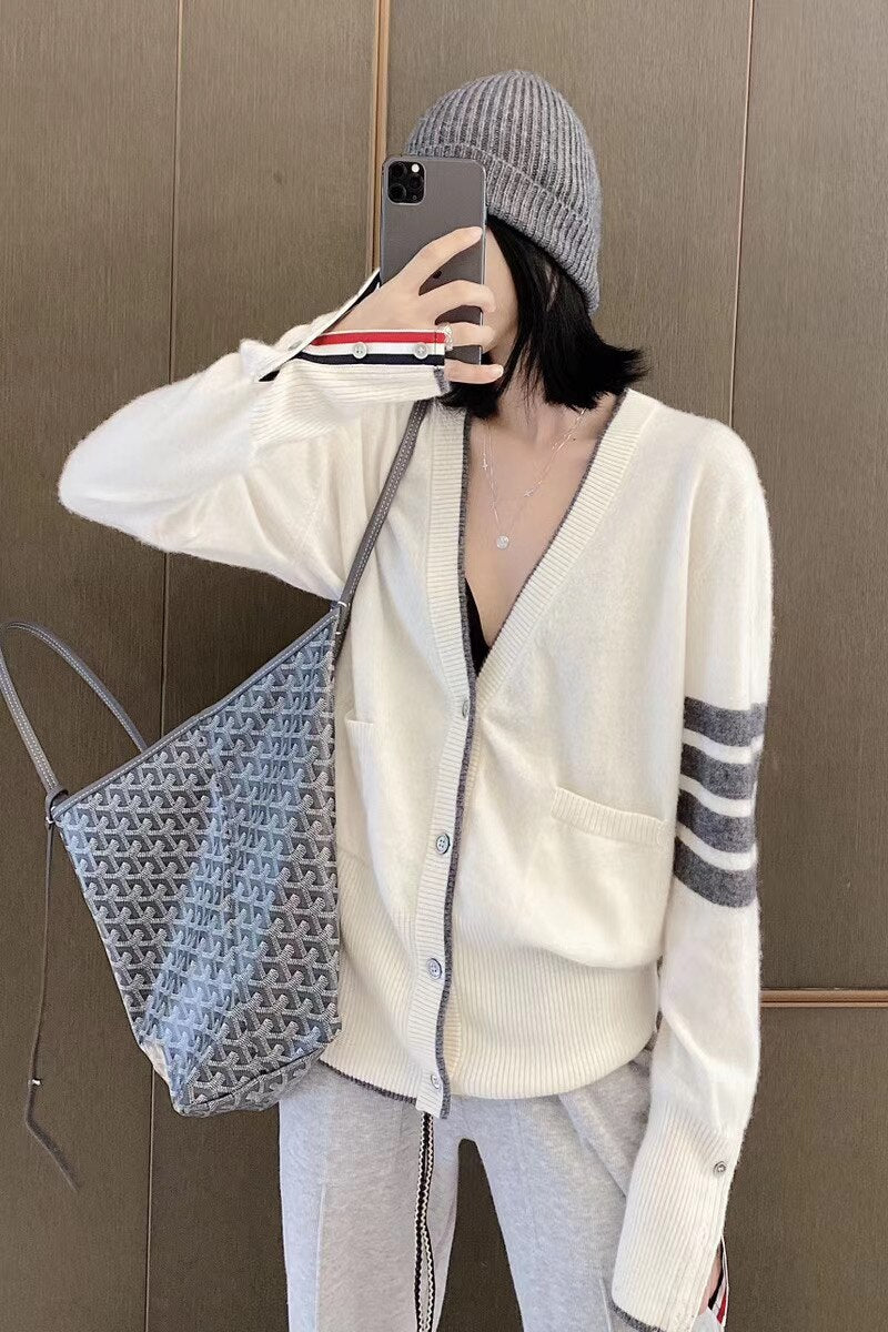 Hot Sale Long Sleeve Spring Autumn Wool Women Sweaters TB Style Brand New Women Knitted Cardigan Sweater Fashion Top