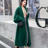 Billlnai  2023  Winter Clothes Women Faux Mink Cashmere Cardigan Loose Pull Femme Bat Sleeve Long Coat Thickness Warm Knitted Sweater Outwear