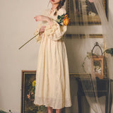 Billlnai 2023 Vintage Dress Women Casual Chiffon Thin Elegant Retro Midi Dress Party Evening Design Sweet One Piece Dress Korean  Winter