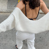 Tossy White Women Sweater Shrugs Cropped Top Full Lantern Sleeve Knitwear Pullover Sexy Summer High Street Outwear 2023 Spring