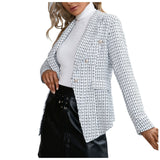 Billlnai New Stylish Women Plaid Blazer Coat Vintage Office Lady Jacket Coat Double Breasted Fall Winter Outerwear Female Chic Tops