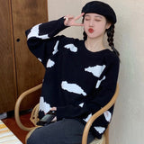 Korean Women Sweater Causal Vests for Women Cloud Oversized Knitted Cardigan Autumn Winter Kawaii Sweater Jumpers Plus Size Tops