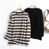 Christmas Gift Withered 2023 SS England Street Vinatge Striped O-neck Cotton boyfriend Oversize Loose Hoodies Women Sweatshirt Pullovers Tops