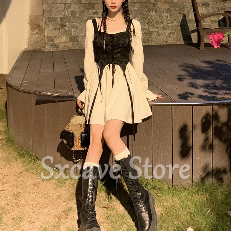 Billlnai  Vintage Lolita Dress Party Women Casual Long Sleeve Elegant Y2k Mini Dress Kawaii Clothing One Piece Dress Korean 2023 Spring