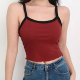 Billlnai Graduation Gifts  2023 Summer New Fashion Contrast Color Tank Top Women Casual Fitness Clothing Off Shoulder Strapless Crop Top Camisole
