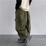 Billlnai - Aidase   Streetwear Loose Casual Pants Large Pocket Wide Leg Pants Overalls Retro Super Military Oversized Sweatpants Fashion Trousers