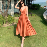 Billlnai  2023 Long White Satin Women Slip Dress Summer  Runway Elegant Vacation Party Night Dress Backless Tropical Korean Beach Sundress