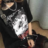 Emo Y2k T-shirt Women Goth Harajuku Black Vintage Tops Skull Print  Gorthic Tee Shirt Summer 2023 Japan Streetwear Clothes
