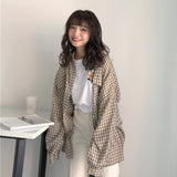 Checked Shirt Female Retro Port Flavor Spring and Autumn 2023 New Korean Version Loose Students Wear Sun Protection Shirt Jacket
